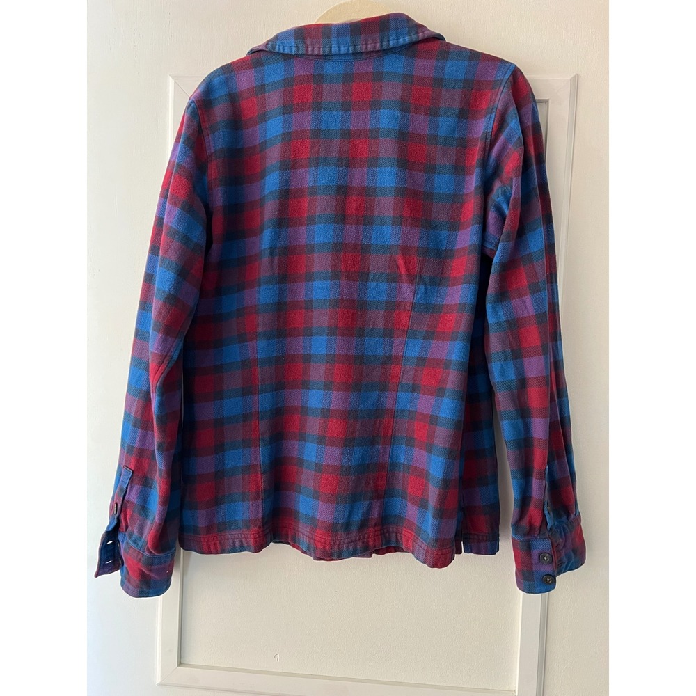 Patagonia Womens Red Blue Plaid Organic Cotton Flannel Button Down Shirt Size 10 - Picture 6 of 6